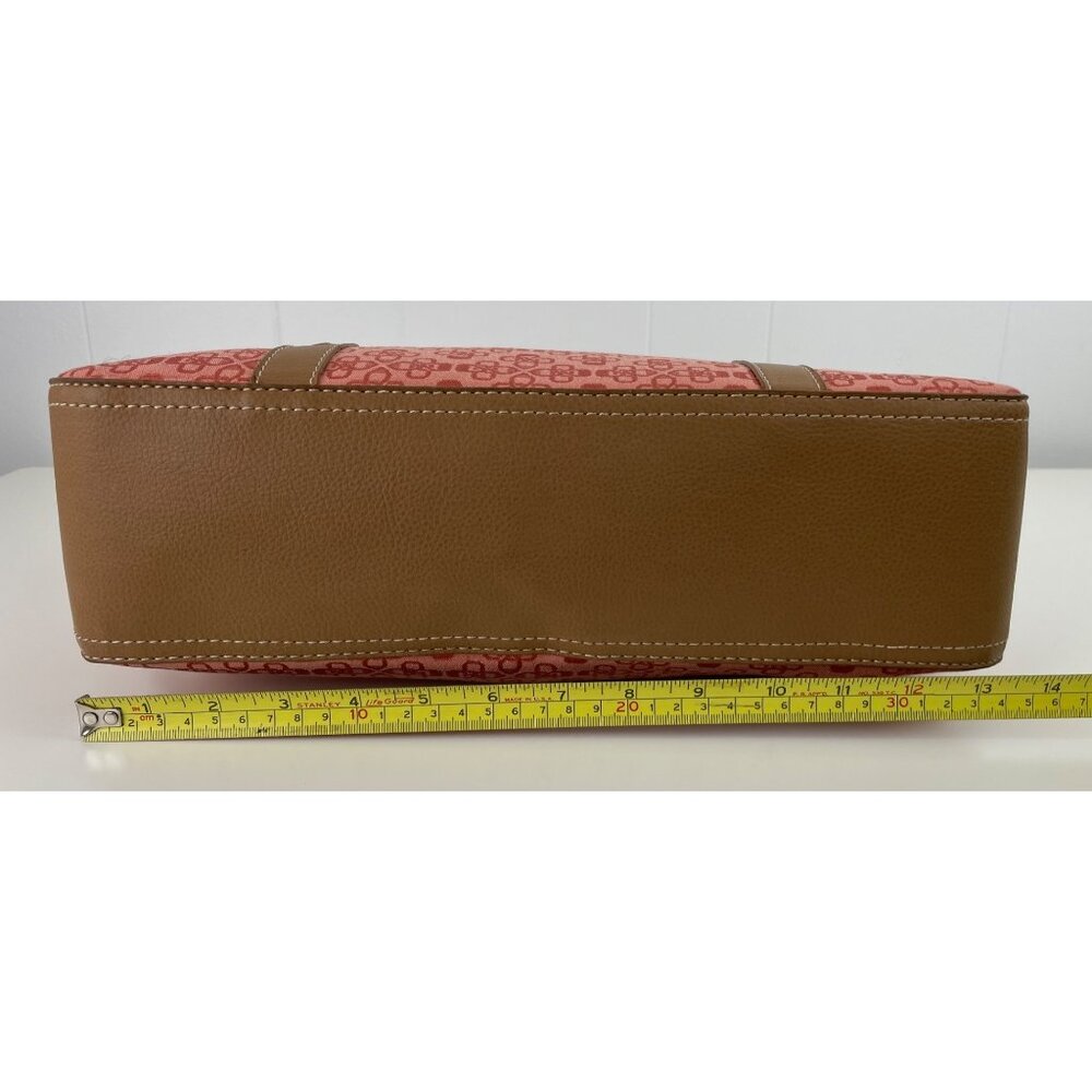 Croft & Barrow Pink Print Canvas Shoulder Bag Tan Faux Leather Handles - Picture 16 of 16